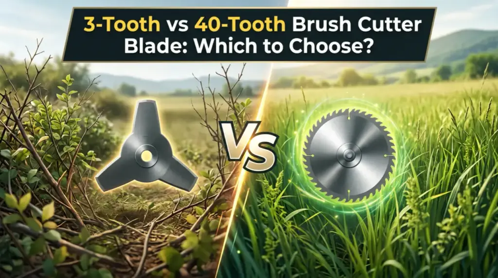 Comparison of 3-tooth vs 40-tooth brush cutter blades for different vegetation